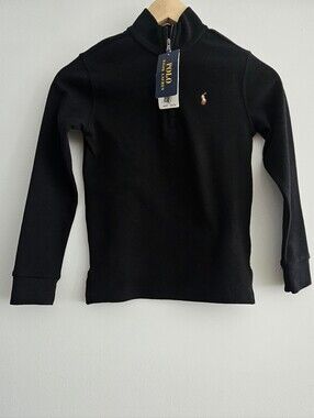 Polo by Ralph Lauren Kids Black Half-Zip Sweatshirt Size 7 NWT